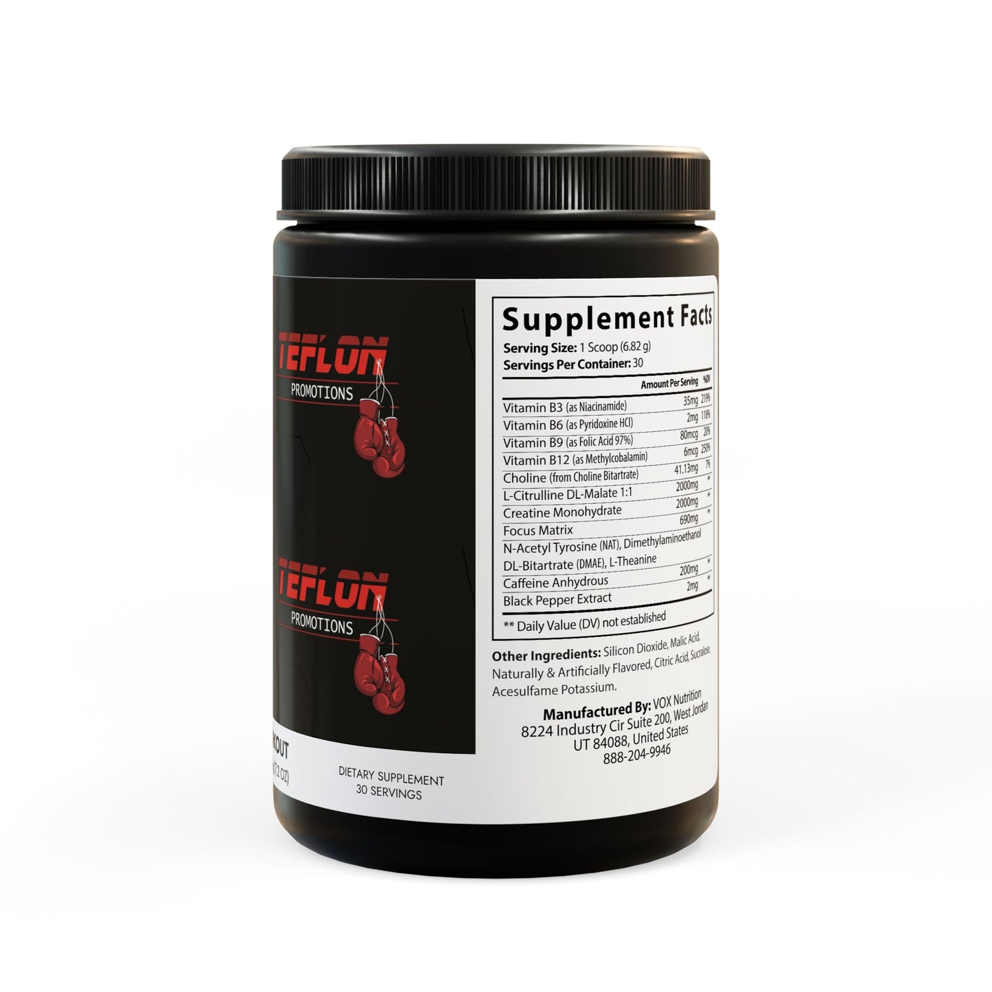 Pre-Workout Supplement, Fruit Punch (204g, 7.1oz) by Teflon Promotions